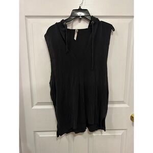 FP Movement Women Black Sleeveless Hoodie V-Neck Raw Edge Tank Top XS